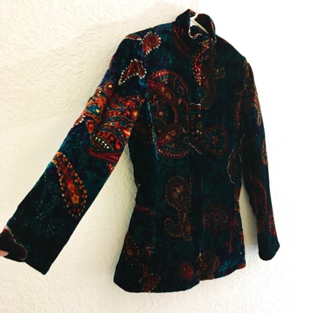 Like New Etcetera Floral Velvet Silk Women’s Textured Blazer Jacket Size 0